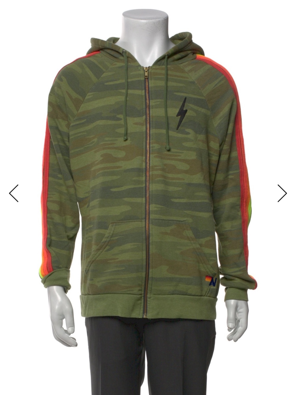 Aviator Nation Camo Zip Hoodie with Stripes XL